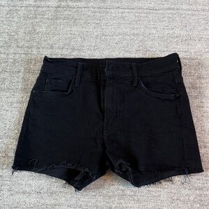 Mother The Charmer Fray Short in Not Guilty (Black Denim) Size 25